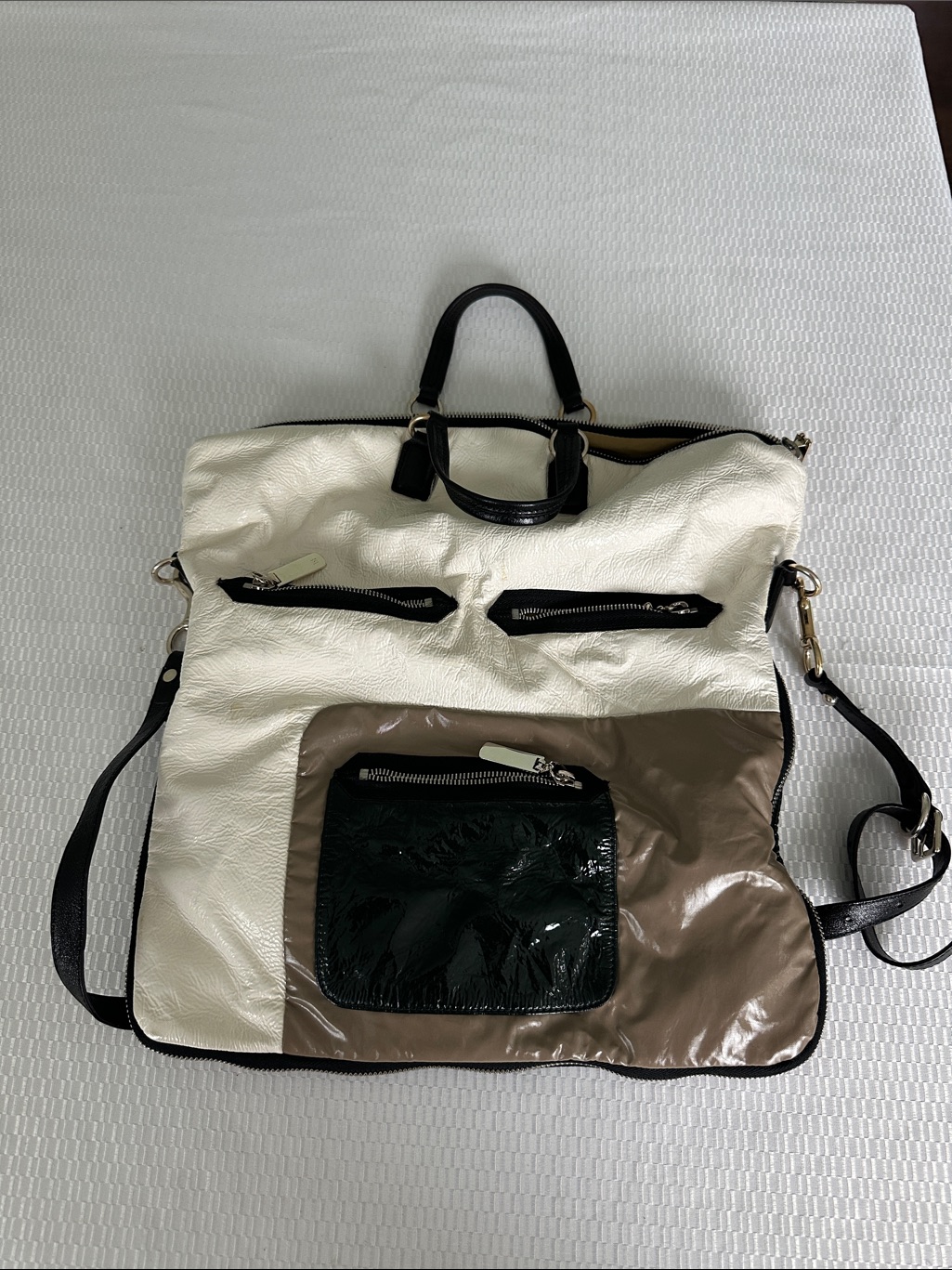 Tse Cream, Taupe And Black Duffel Bag